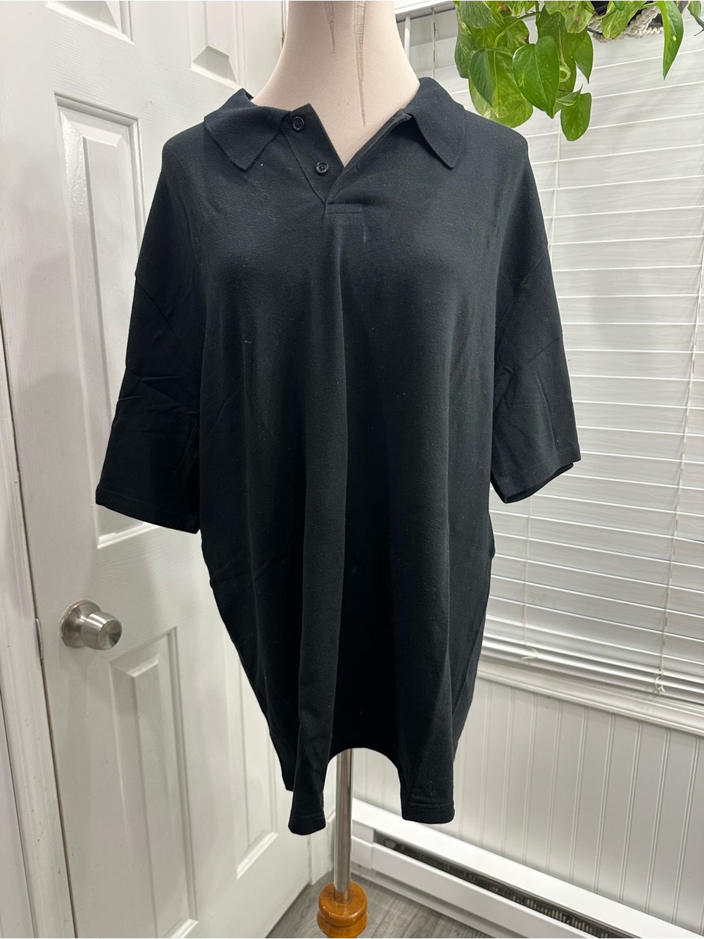 Donna Karan Black Short-Sleeve Polo